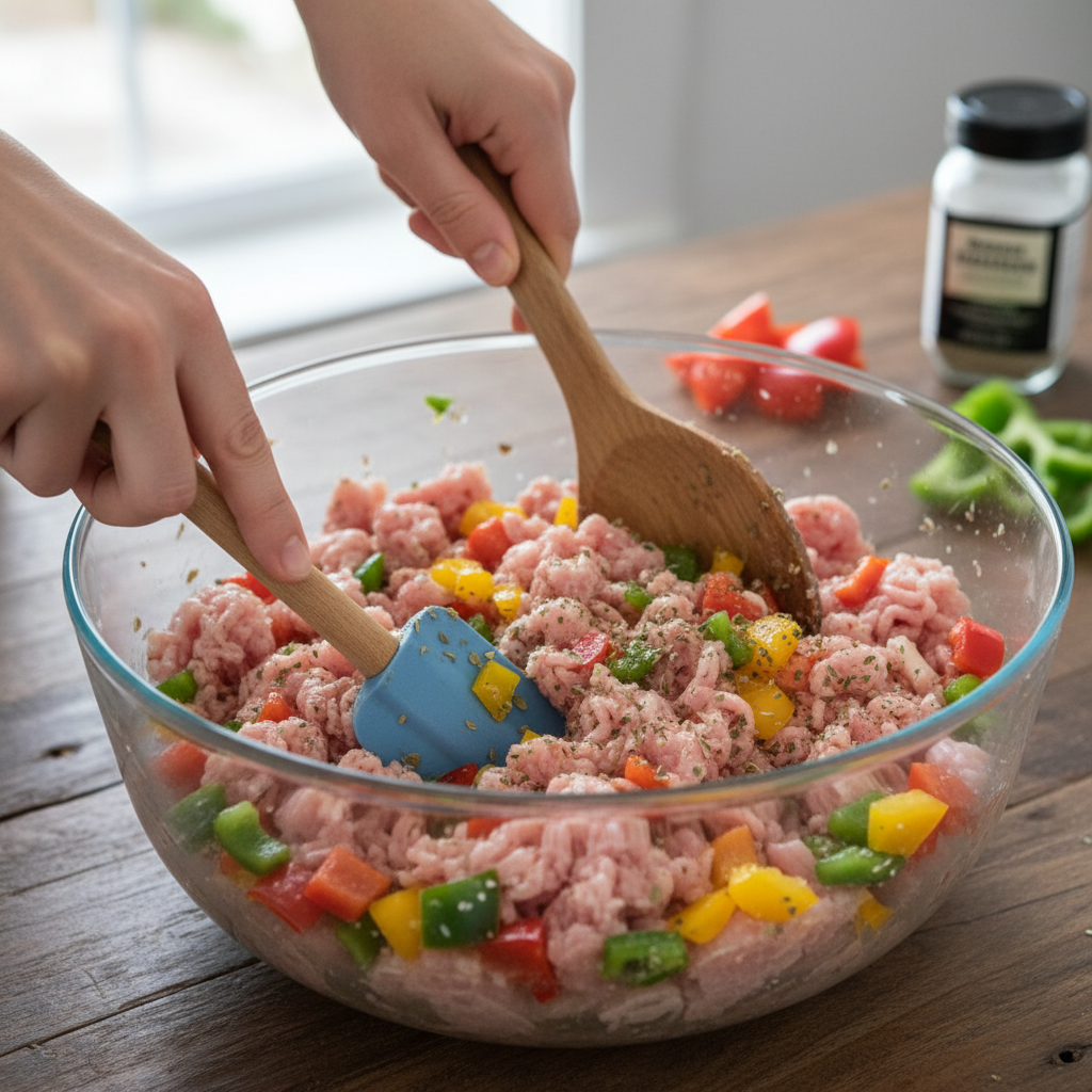 Chopping Peppers for Stuffed Peppers Recipe