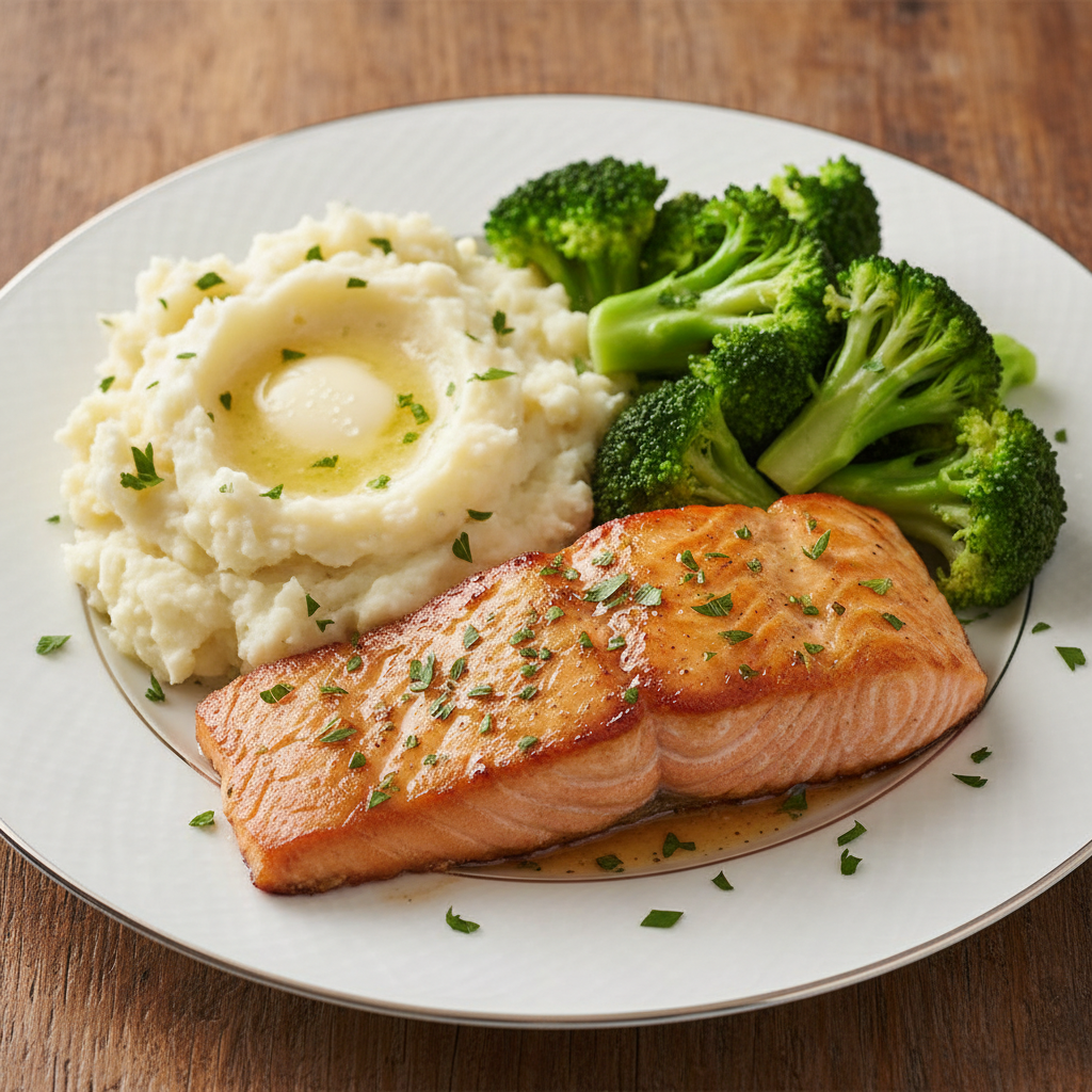Honey garlic glazed salmon served with garnish