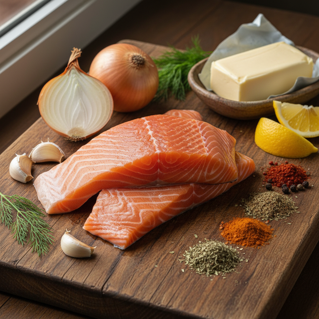 Ingredients for honey garlic glazed salmon