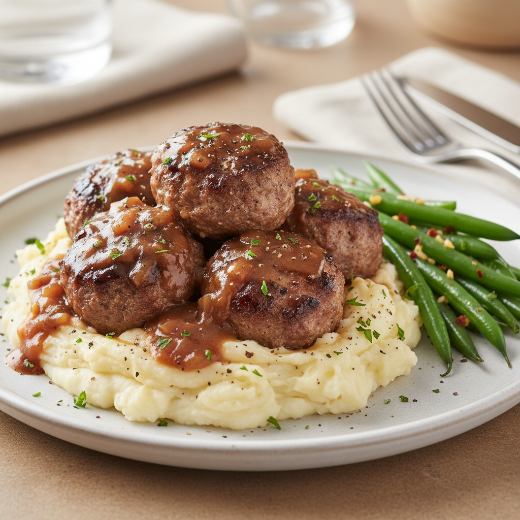 Serving Salisbury Steak Meatballs