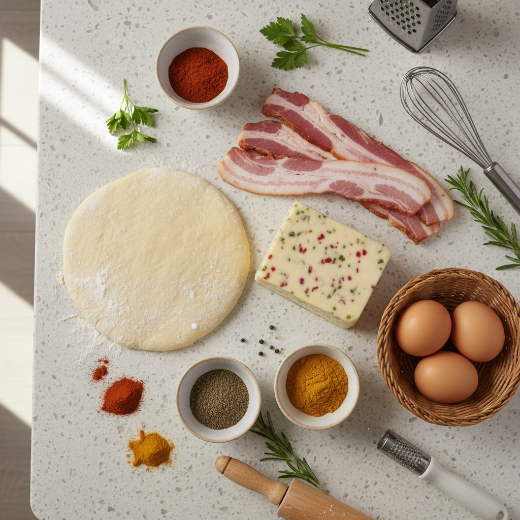 Ingredients for bacon-wrapped smoked cheeseburger