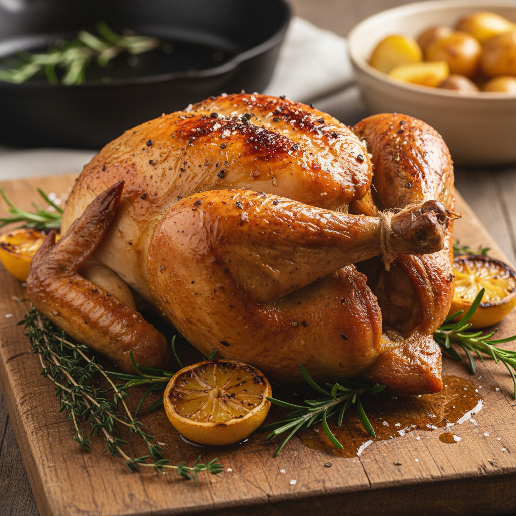 Chicken with salt being rubbed