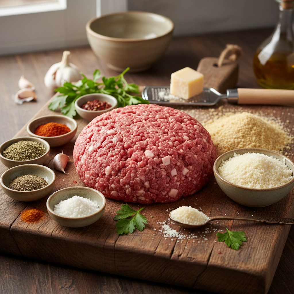 Ingredients for oven baked meatballs