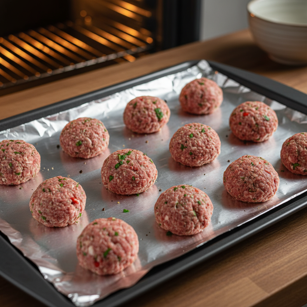 Preparing oven baked meatballs steps