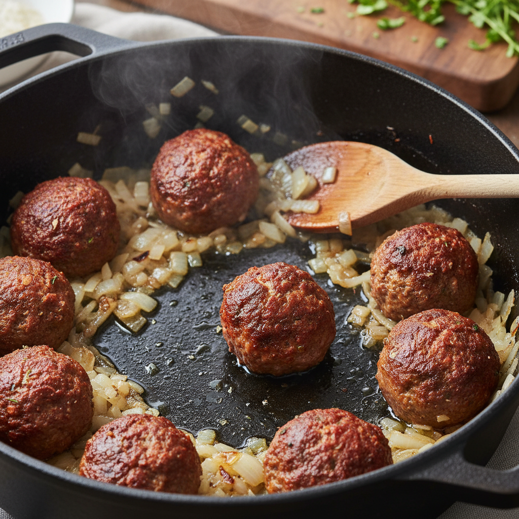 Cooking instructions for One Pot Meatballs and Rice
