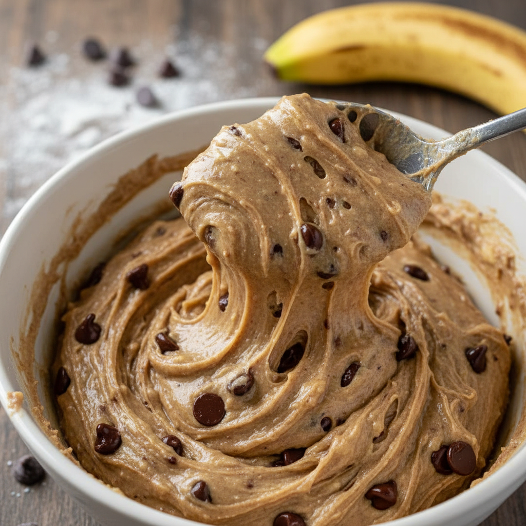 Mixing cookie dough for Banana Bread Cookies