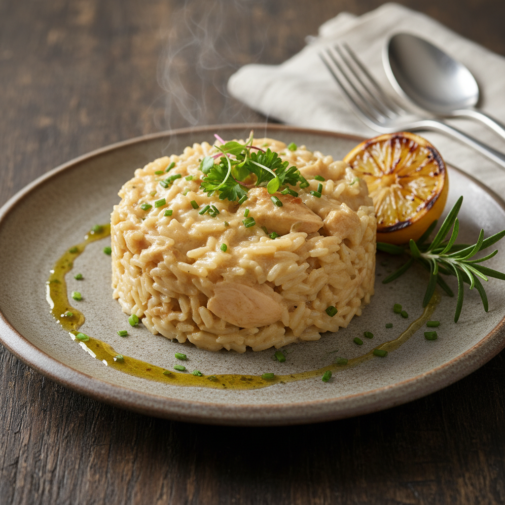Ingredients mixed to prepare chicken and rice