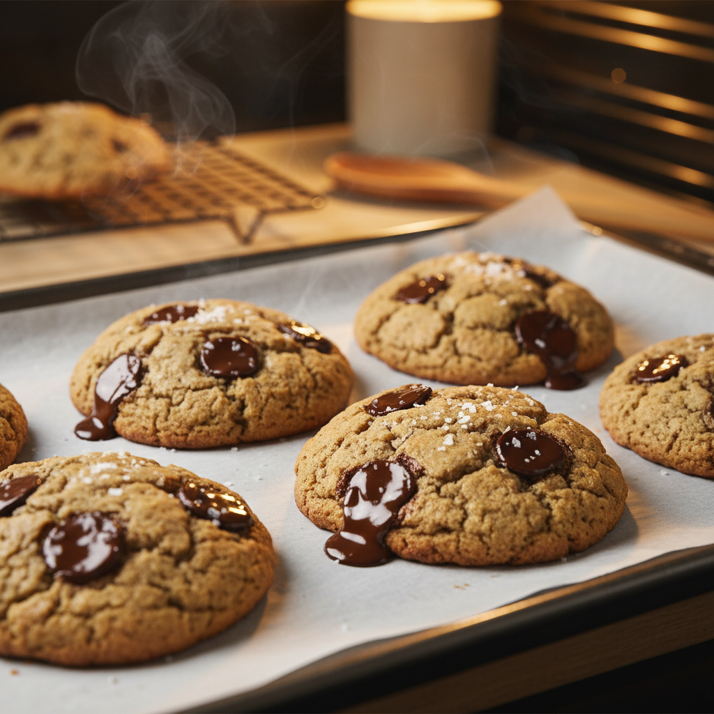 Baked Banana Bread Cookies on tray