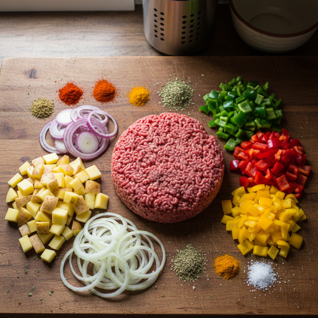 Ingredients for Ground Beef and Potato Skillet