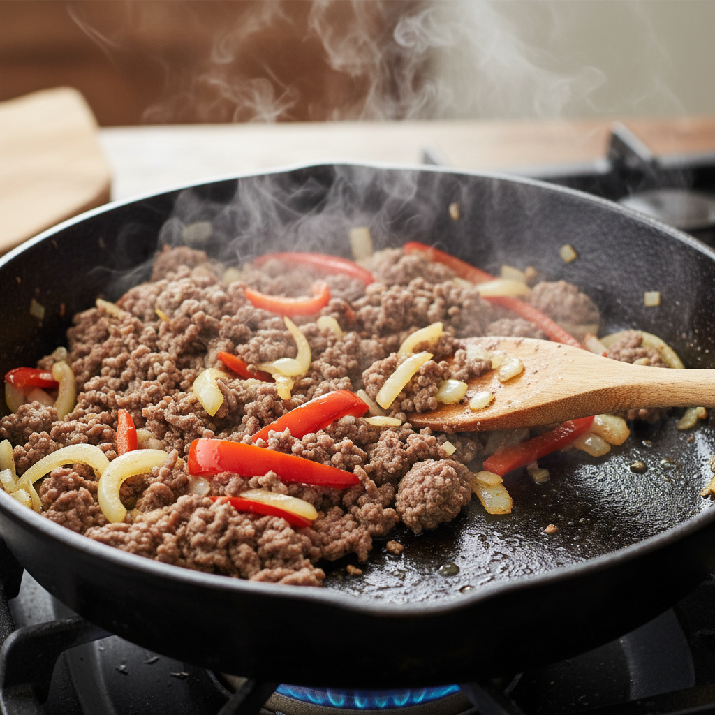 Instructions for Ground Beef and Potato Skillet