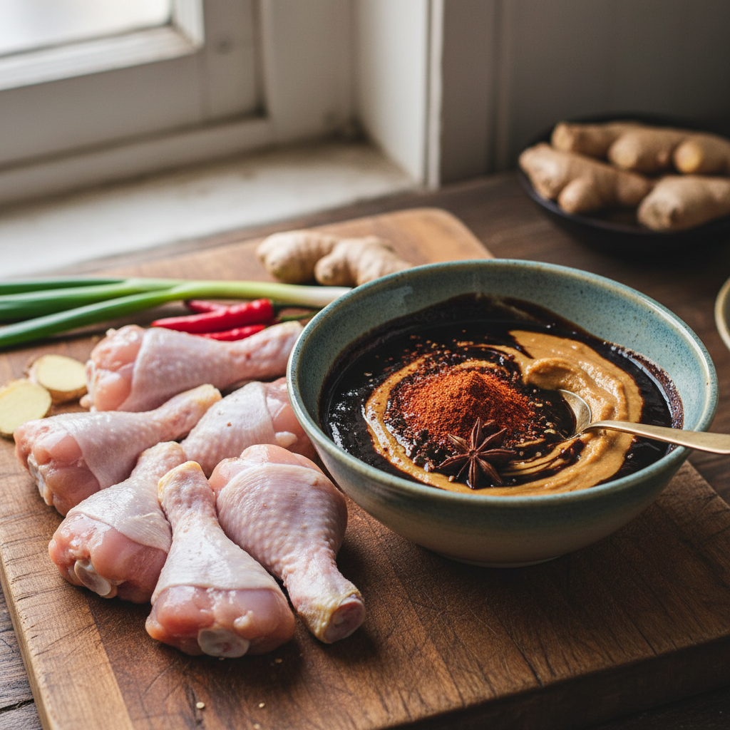 Ingredients laid out for Char Siu marinade