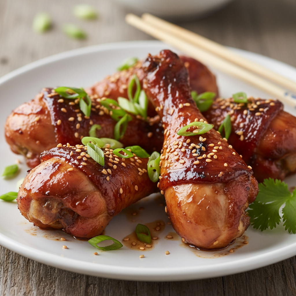 Finished Char Siu chicken with garnishes