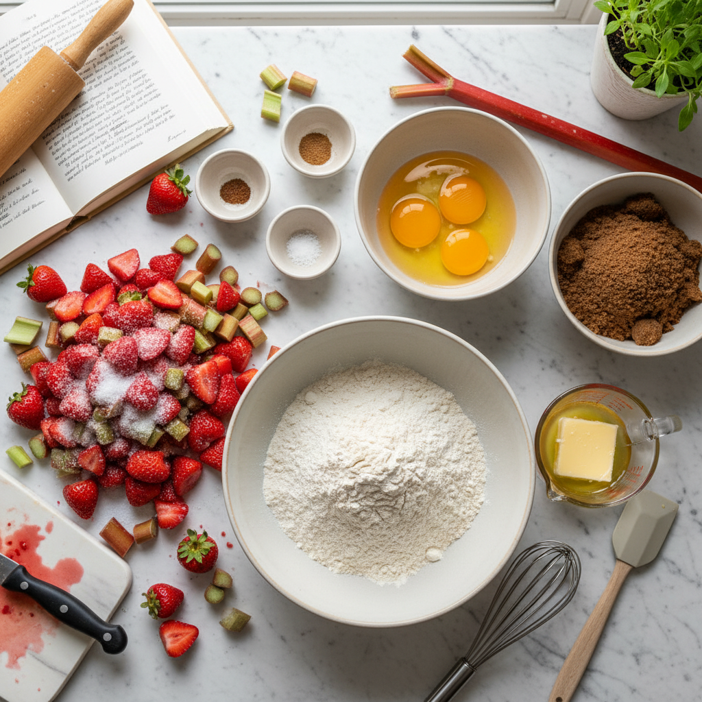Ingredients for Strawberry Rhubarb Blondie