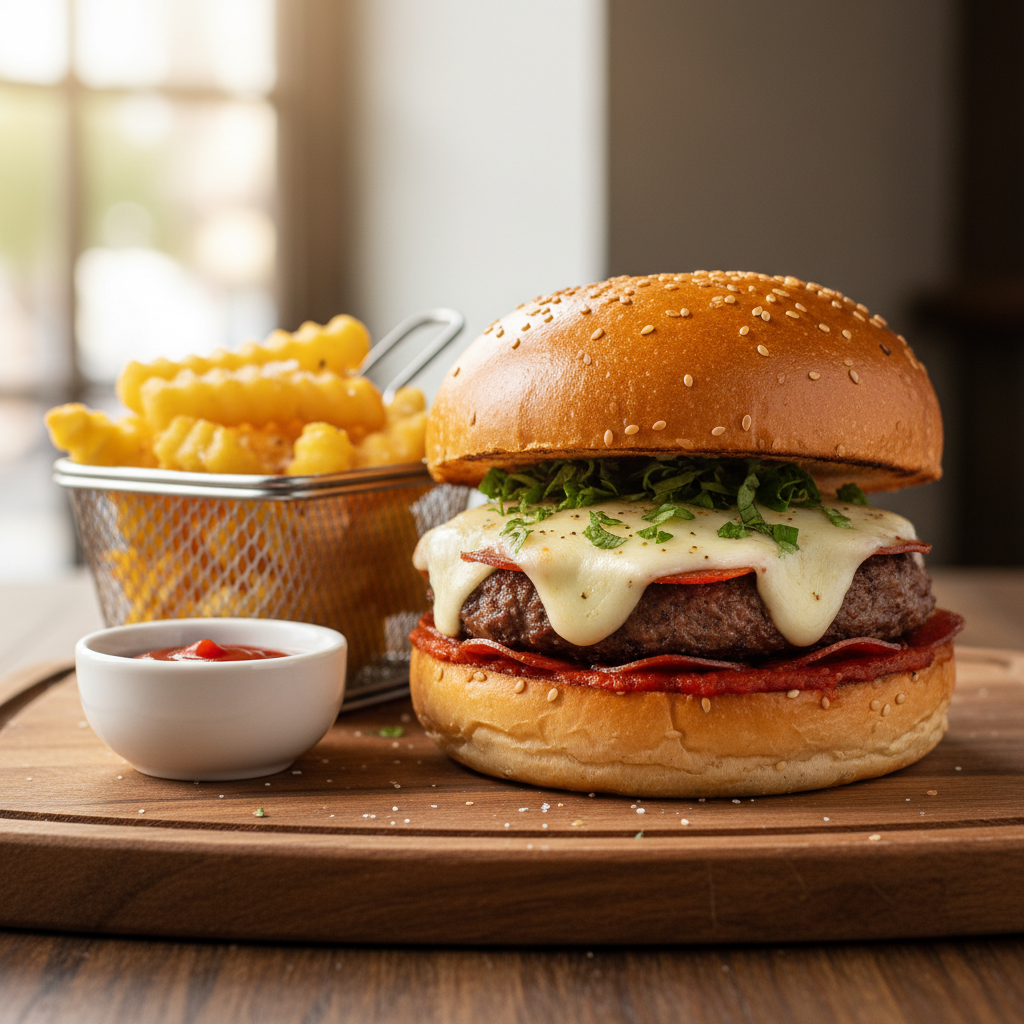 Steps for Making Stuffed Pizza Burger