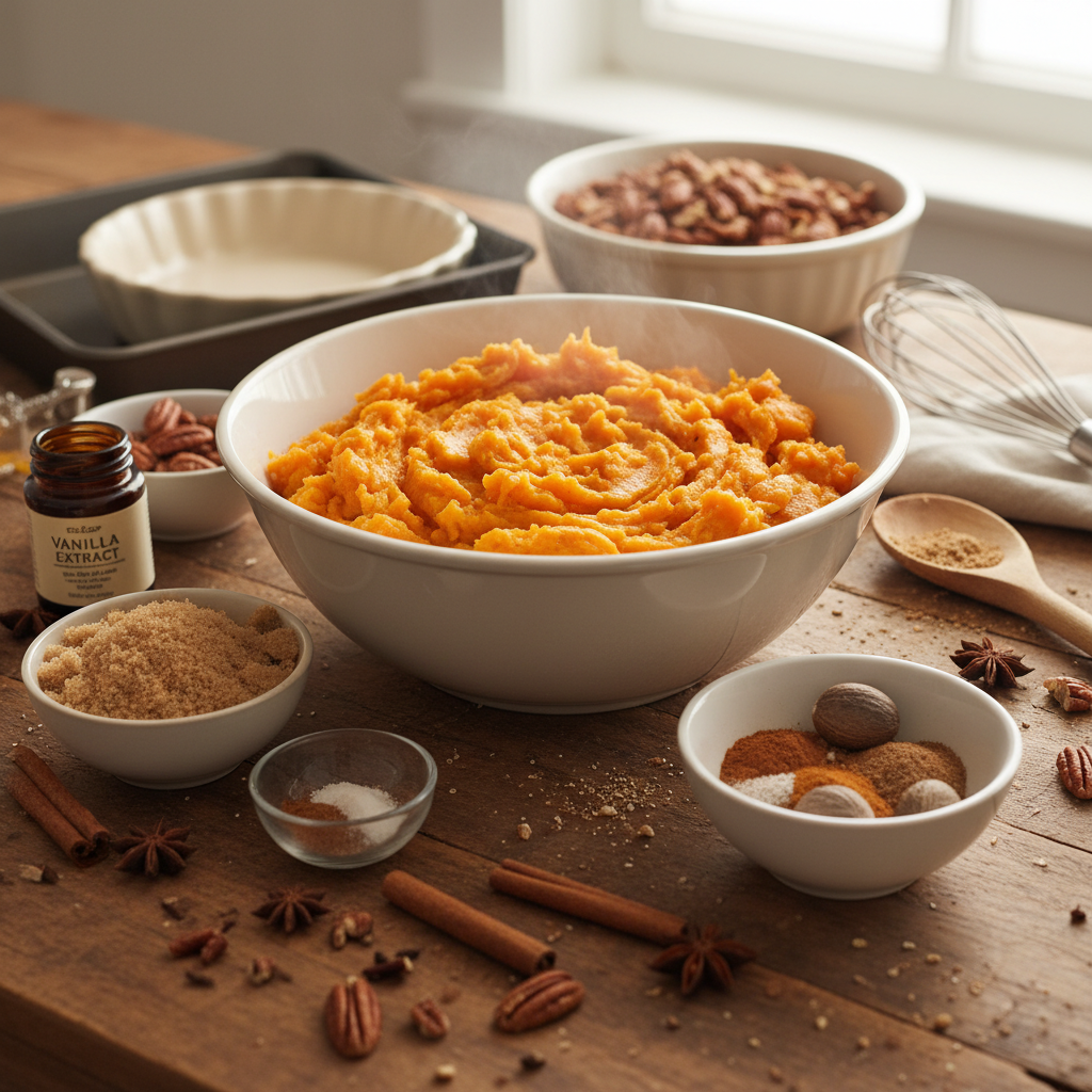 Ingredients for sweet potato and crumb topping