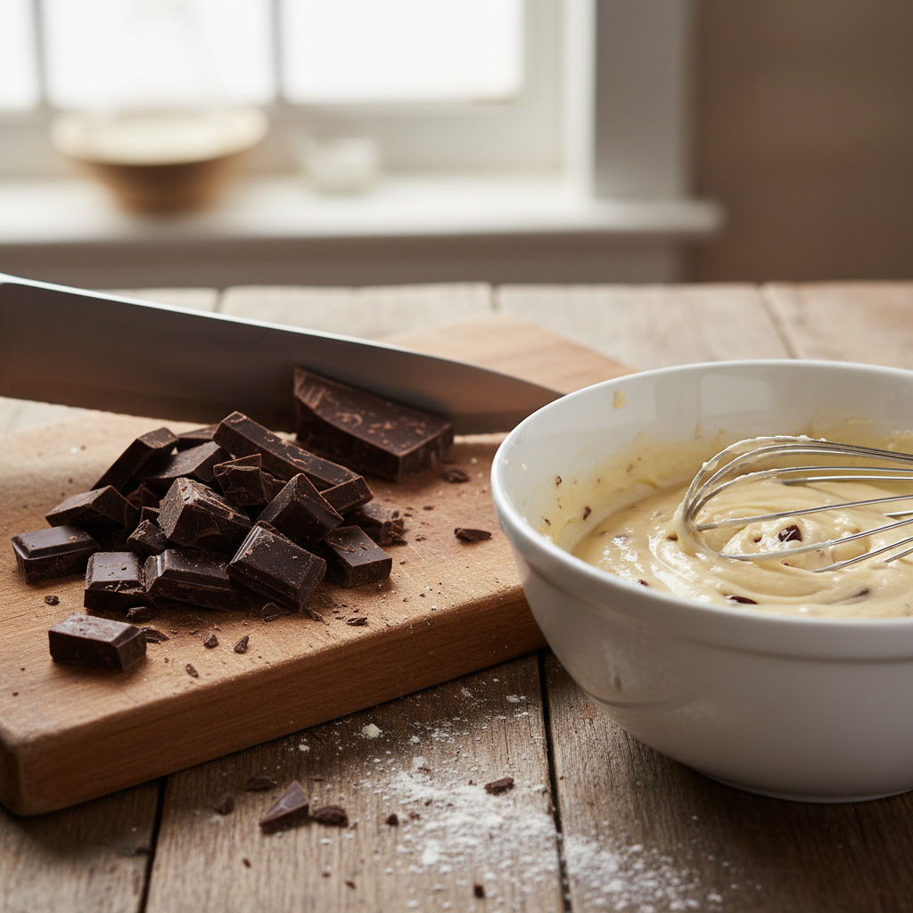 Baking instructions being followed in kitchen