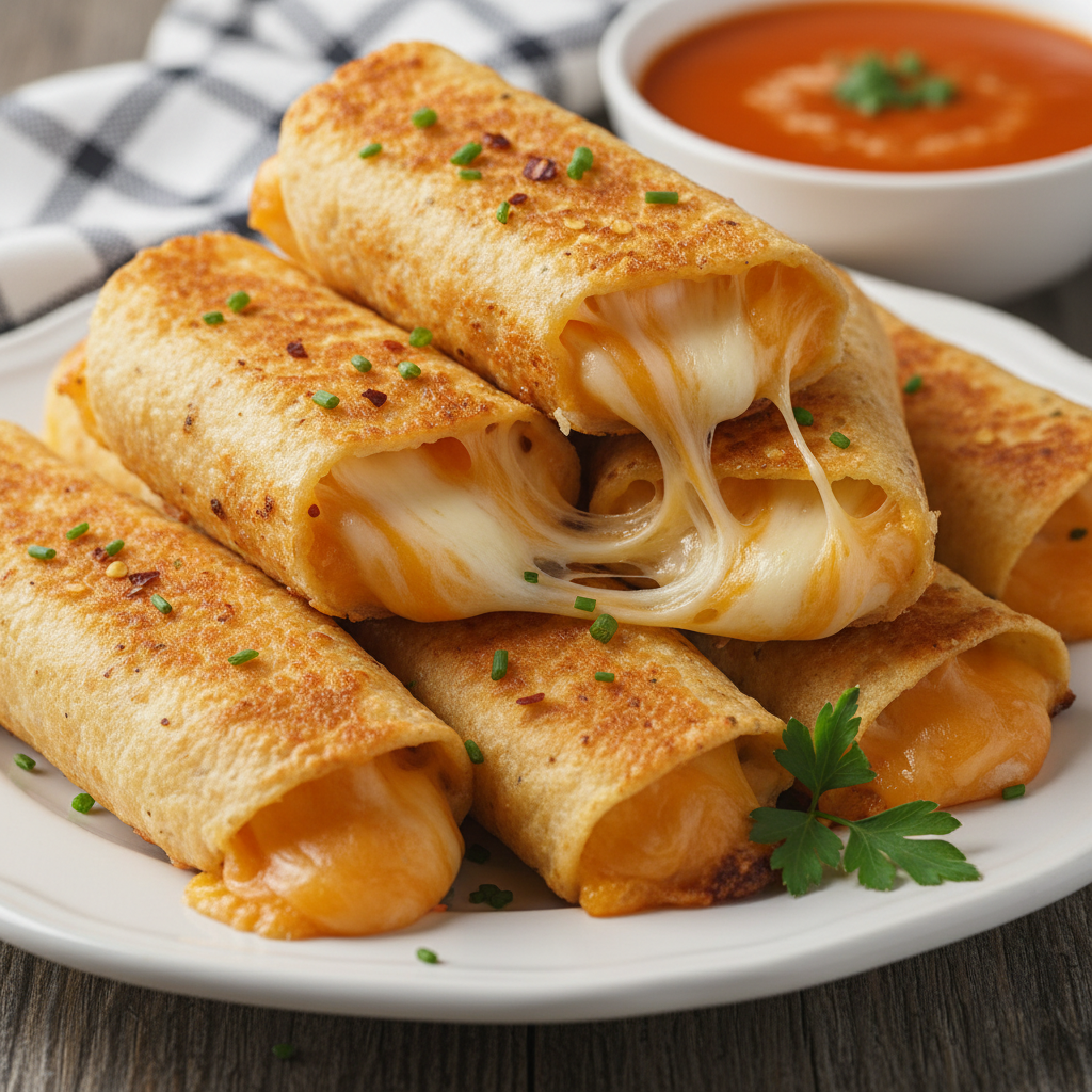 Finished Tortilla Shell Grilled Cheese Roll-Up