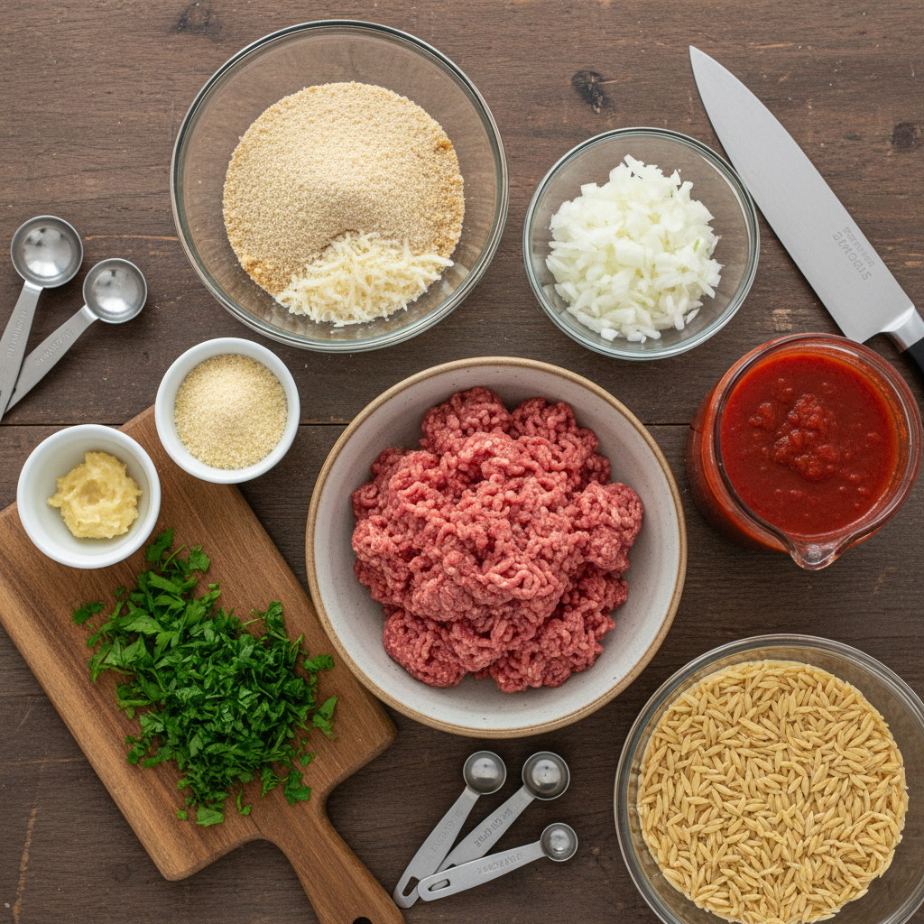 Ingredients for Italian Meatballs and Sauce
